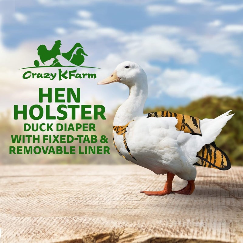 Holster Wrap-Around Duck Diaper with Removable Liner & Adjustable Tab – Pekin Duck Diapers for Pet Ducks, Bird Diaper, Duck Accessories – Durable, Secure Fit, Easy-to-Wear - Made in USA - Tiger - Image 2